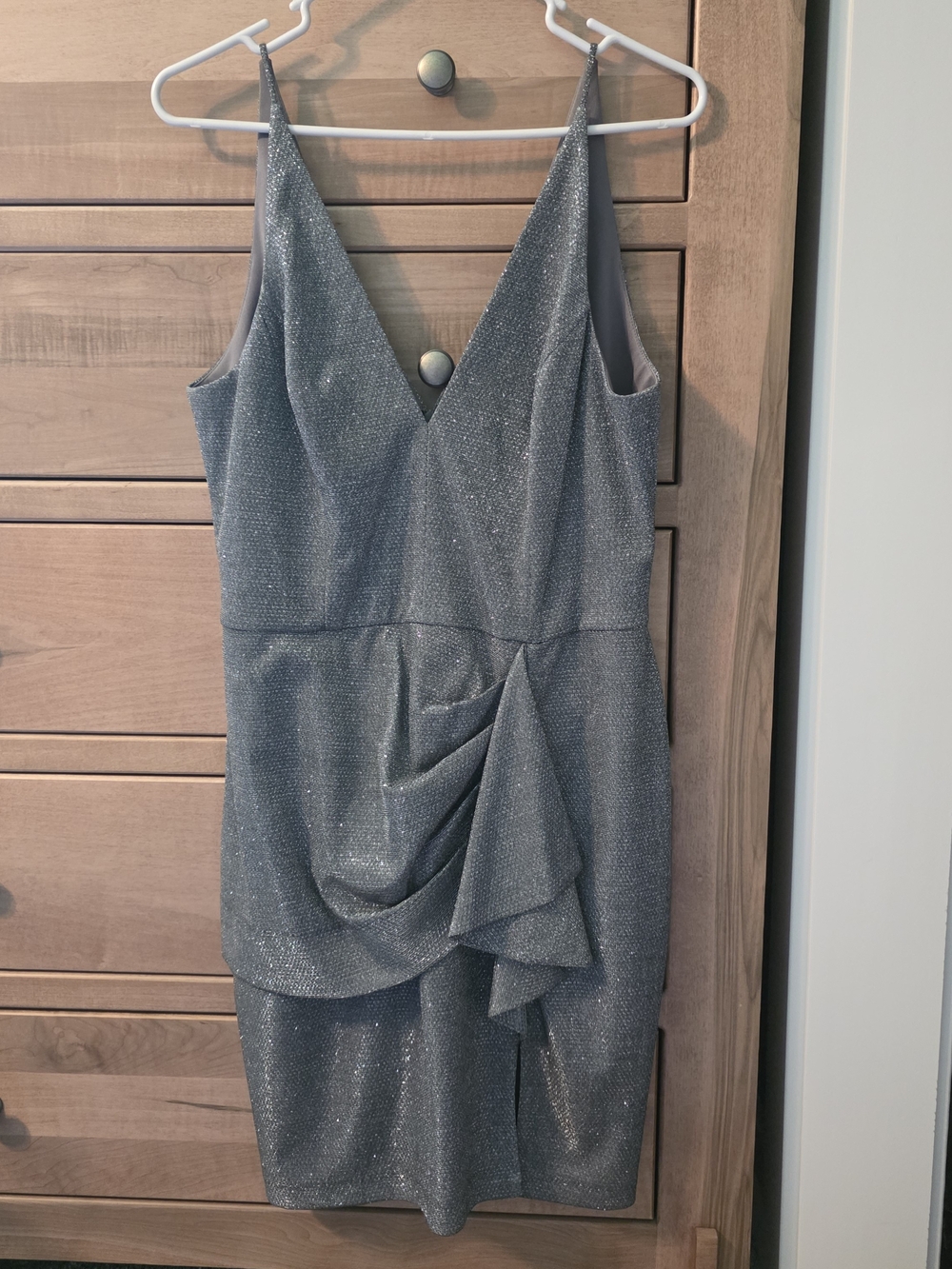 Blondie Nites Silver Sparkle Asymmetrical Dress